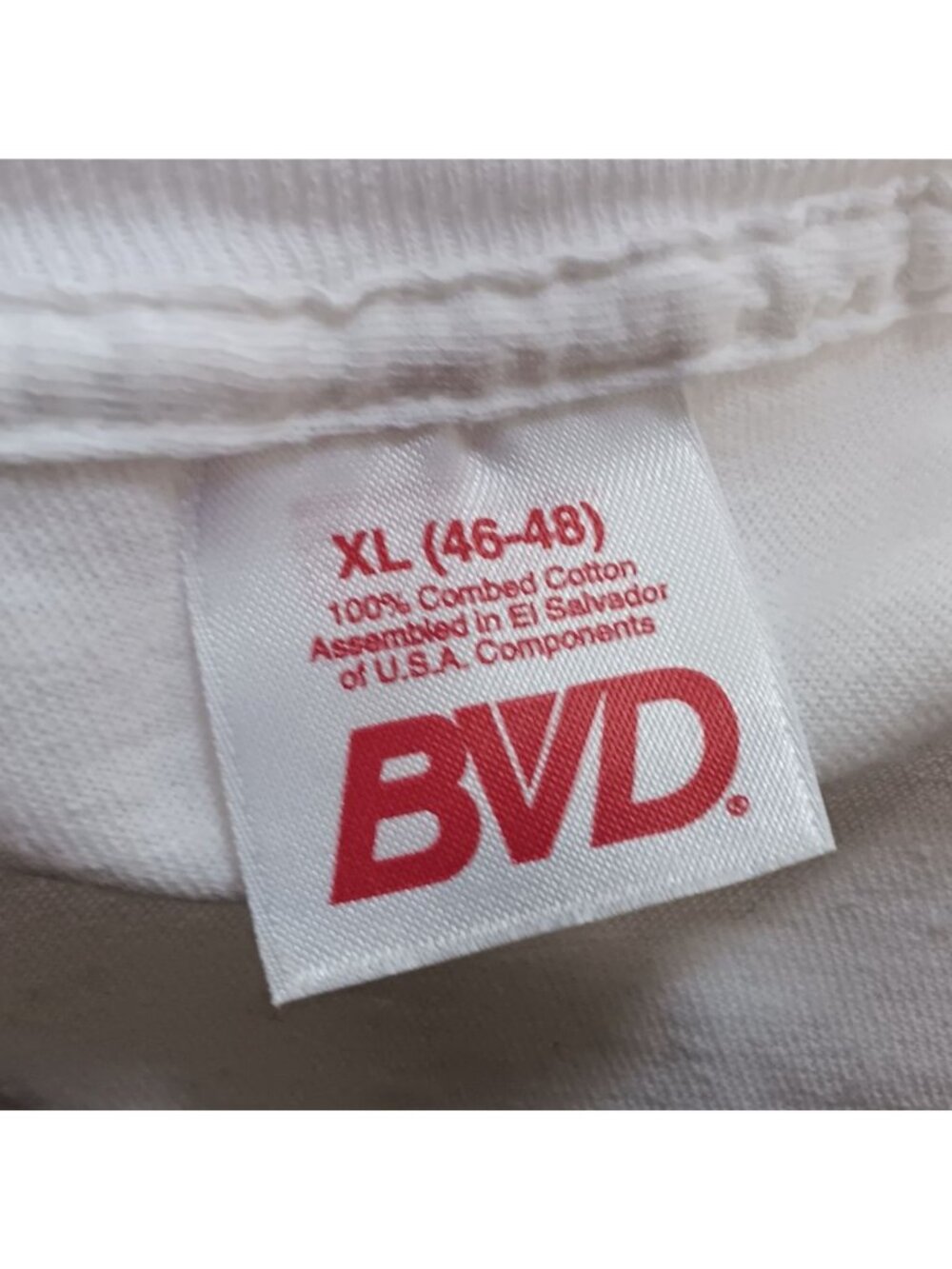 BVD Vintage T-shirt XL Single Stitch 1990's White Altered V-Neck T-Shirt USA